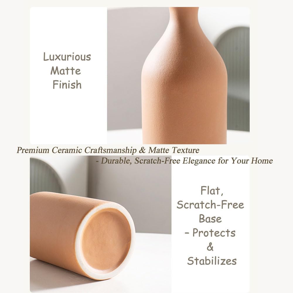 Ceramic Vase / Boho Aesthetic Flower Vases / Brown Mix / Set of 3
