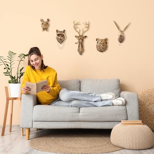 UITWMKTG Gold Animal Head Wall Decor Set of 5 - Deer, Rabbit, Mouse, Bear, Fox Wall Sculptures, Modern Wall Art for