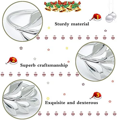 Legigo Silver Napkin Rings Set of 12, Metal Leaf Napkin Ring Holders for Cloth Napkins, Fall Napkin Ring Buckles Bulk for Wedding Receptions, Christmas Thanksgiving Holiday Party Dinner Table Settings