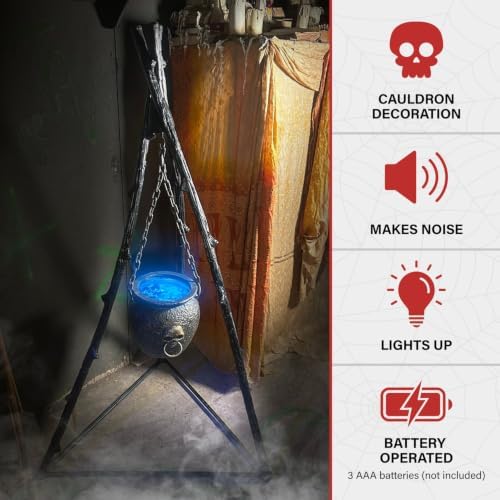 Haunted Hill Farm 4.7-Ft. Animated Witch Cauldron with Lights and Sound