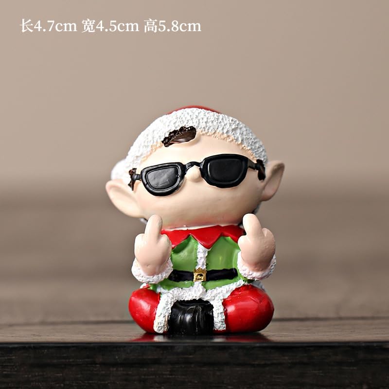 Christmas Elf Finger Statue Christmas Party Decor Mini Artificial Stone Figurine Sculpture Cute Cartoon Tabletop Ornaments for Xmas Funny Gifts