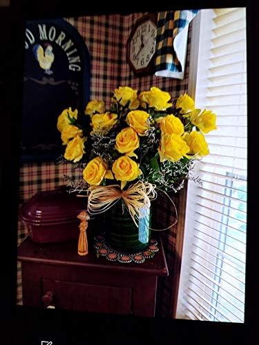 12 PCS Artificial Flowers Roses Silk Flowers Fake Long Stem Artificial Roses for Home Wedding Decorations (Yellow)
