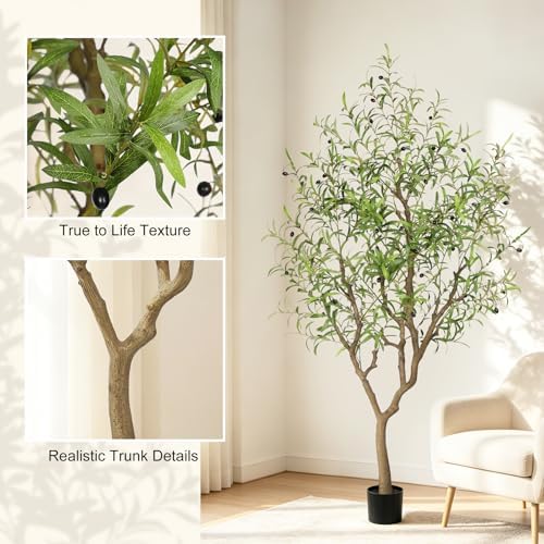 LYERSE Artificial Olive Tree 6ft with Large Branches and Lifelike Fruits