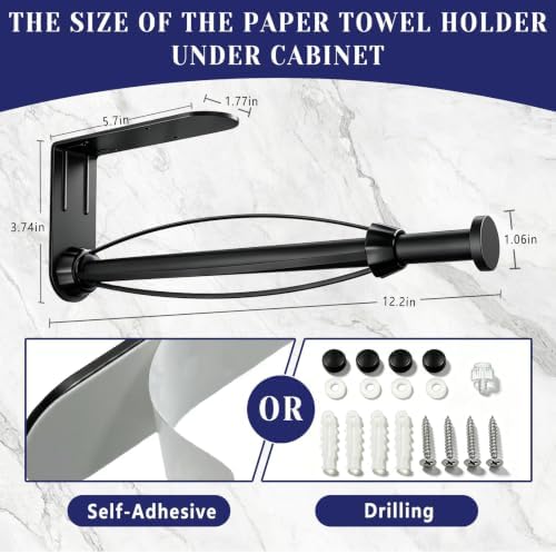 Paper Towel Holder, Paper Towel Holder Under Cabinet with Ratchet Mechanism