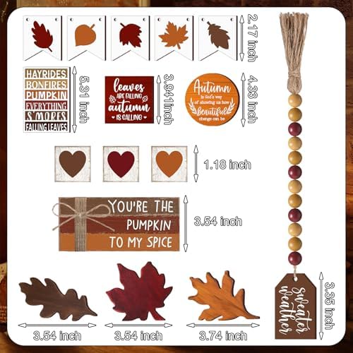 FairySandy 19 Pcs Fall Tiered Tray Decor Set, Maple Leaf