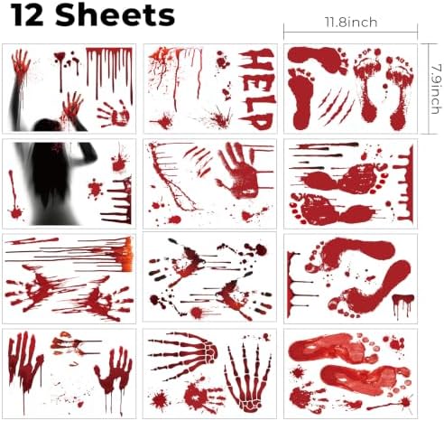 Halloween Bloody Handprint Footprint Horrible Window Bathroom Floor Decor