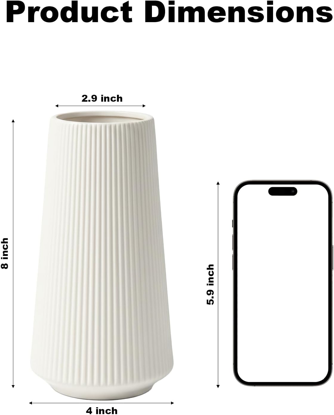 Modern Vase / 001white / White / 8 Inch