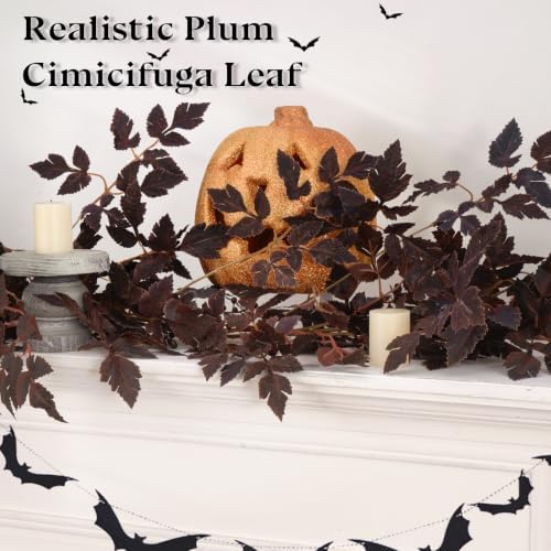 2 Pack 6 Ft Fall Garlands, Plum Cimicifuga Seeded Halloween Decor