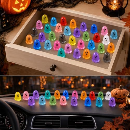 DULEFUN 120Pcs Halloween Luminous Mini Ghosts Figures, 15 Colors