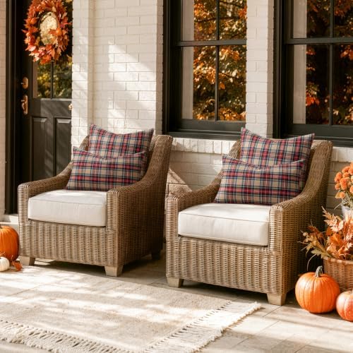 MIULEE Fall Plaid Pillow Covers Scottish Tartan 26x26 Khaki
