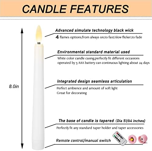 Flameless Window Candles,Battery Opeated LED Taper Candle with Cycle Timer, Remote & Suction Cups,for Christmas Home Wedding Decor Pack of 9