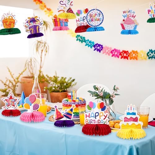 NatNarr Birthday Table Decorations Happy Birthday Honeycomb Centerpieces