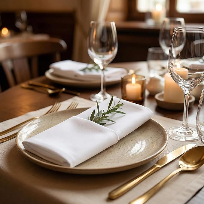 Urban Villa Hemstitch Cloth Dinner Napkins Cotton 20”x20” (Set of 6)-White