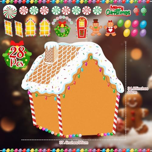 WovWeave DIY Felt Christmas Gingerbread House Decorations 3.1 x 2.9 ft