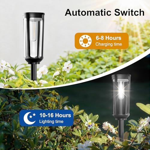 JEJOT Solar Pathway Lights Outdoor Waterproof, 8 Pack Solar Walkway Lights