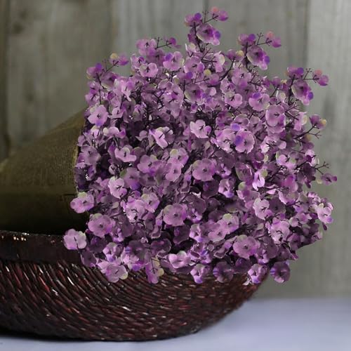 10 Pcs Fake Flowers, Babys Breath Artificial Flowers, Lavender Purple