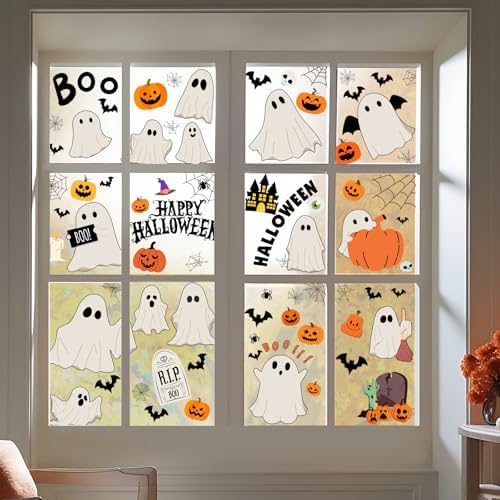 Cholemy 18 Sheets Holiday Window Clings, Halloween Thanksgiving Christmas