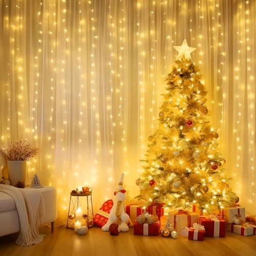 Minetom Curtain Lights, 300 LED Dimmable Twinkle Fairy Lights, 8 Modes