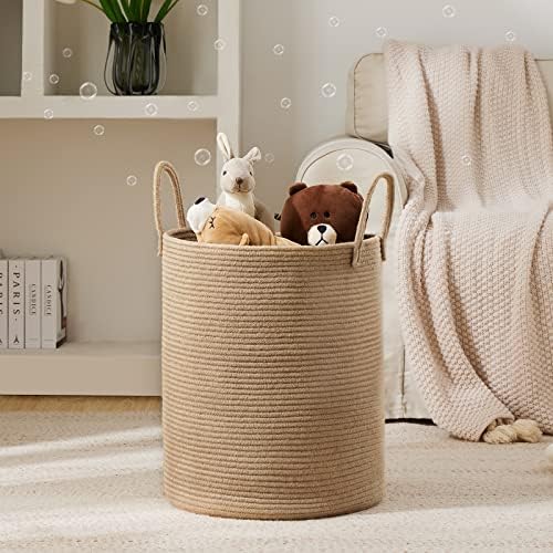 Woven Rope Laundry Hamper Basket by YOUDENOVA, 72L Tall Luandry Basket, Baby Nursery Hamper for Blanket Storage in