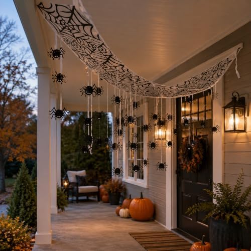 Fun Express Giant Spider Web Hanging Ceiling Decor, Black, 12 Ft x 12"