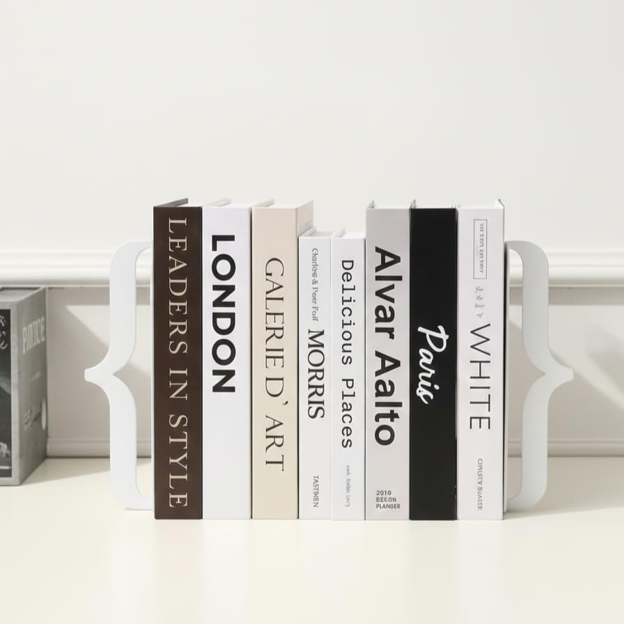 Decorative Bookends / Modern Bracket Shaped / White