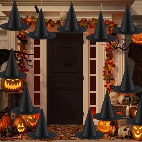 12PCS Halloween Witch Hats Witch Costume Accessory, Black Witch Hat for Halloween Party Decoration