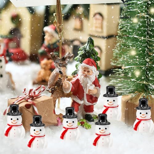 60 Pcs Mini Snowman Figurines Tiny Snowmen for Christmas Crafts