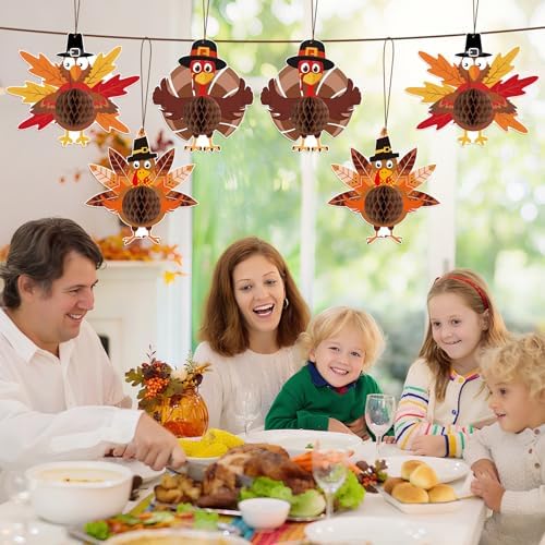 Thanksgiving Turkey Honeycomb Hanging Decorations, 6Pcs