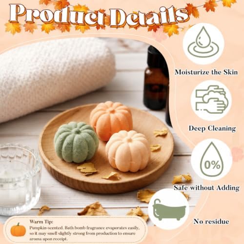 Lounsweer 50 Pack Little Pumpkin Bath Bombs Fall Baby Shower Favors,Green