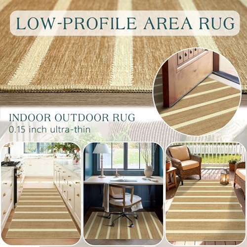 Striped 3x5 Entry Rug, Washable Indoor Outdoor Mats for Front Door