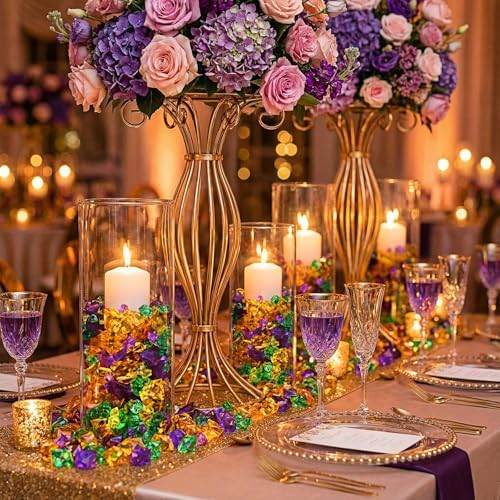 Syhood 570 Pcs Yellow, Green and Purple Acrylic Gems Plastic Crystals