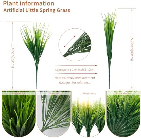 48 Bundles Fake Grass Plants Outdoor Fake Wheat Grass Greenery Stems