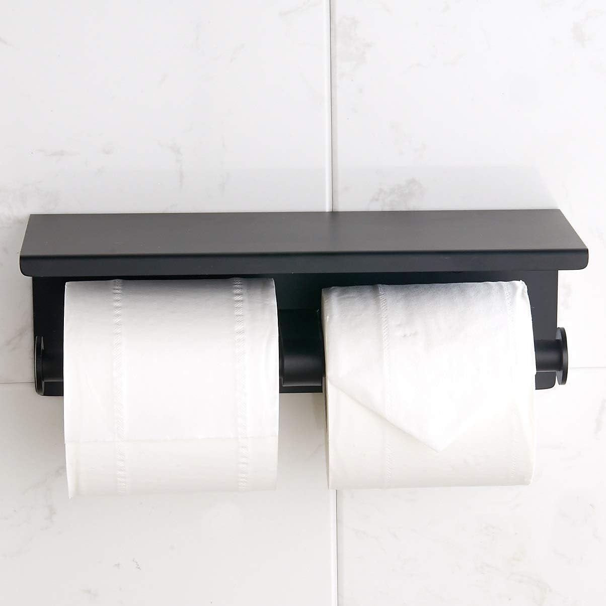 BGL 304 Stainless Steel Double Toilet Paper Holder Wall Mounted Matte Black Two Heads Roll Tissue Paper Holder with