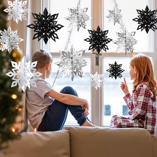 24PCS Hanging Snowflake Decorations Winter Wonderland Party Supplies