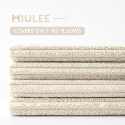 MIULEE Soft Corduroy Decorative Throw Pillow Covers Cream White 18x18