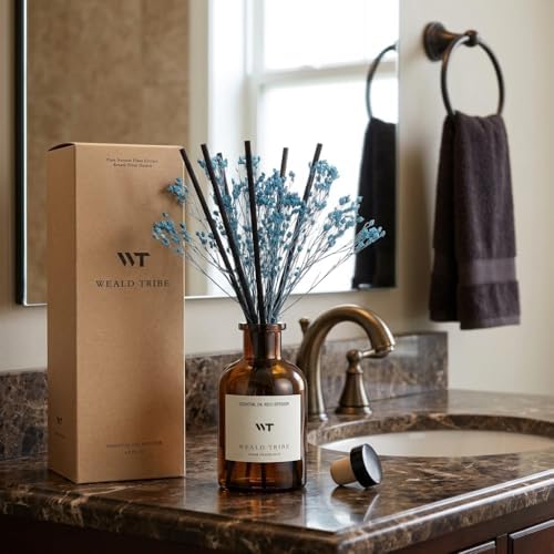 WEALD TRIBE Flower Reed Diffuser Set Cashmere Vanilla Scent for Bathroom Air Fresheners | 4.0 fl oz Fragrance Oils with