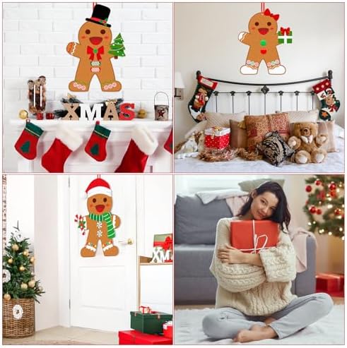 WovWeave 2.7ft DIY Felt Christmas Gingerbread Man Set with 46 Ornaments