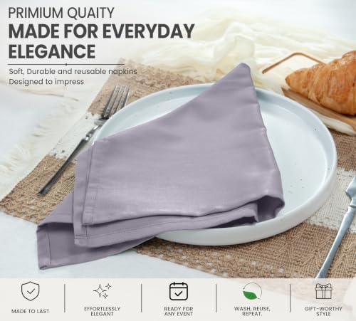 Ruvanti Cloth Napkins Set of 12, Cotton Enrich 18”x18” - Coffee Grey