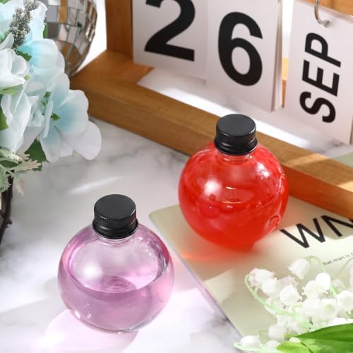 FoldTier 48 Pcs Plastic Potion Bottles with Caps,Black,Aluminum Cap