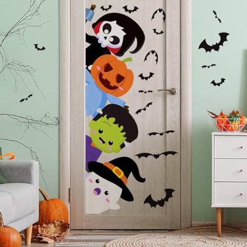 44.88 x 15.75 Inch Large Halloween Door Sticker Green Monster Wall Decal