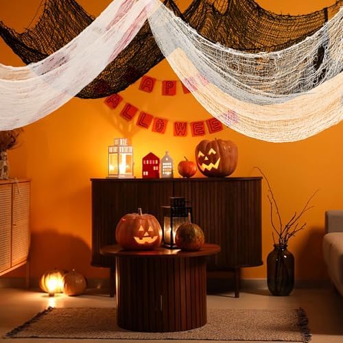 6 Pack Halloween Creepy Cloth 30x72 Inch Halloween Decor - 4 Black 2 White