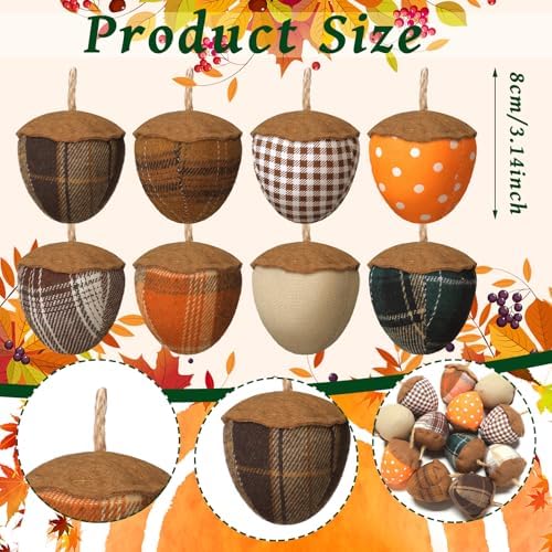 SmoothNovelty 12 Pcs Fall Felt Acorn Ornaments Thanksgiving Hanging Decor