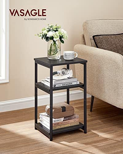 VASAGLE Side Table, Small End Table, Tall Nightstand, Steel Frame