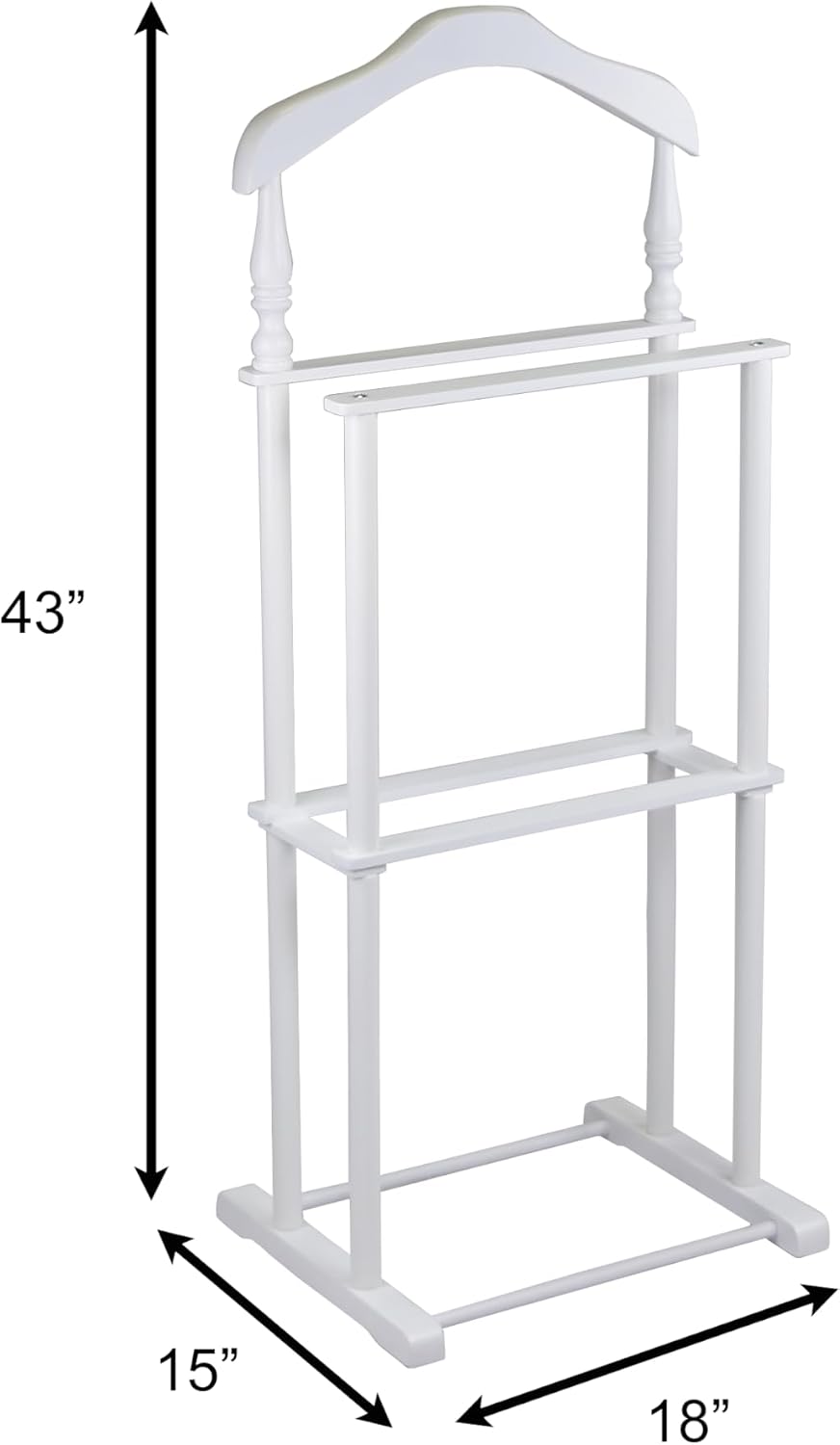 Proman Products Sakura Twin Valet with Wooden Hanger, Trouser Bar & Tie Bar, White