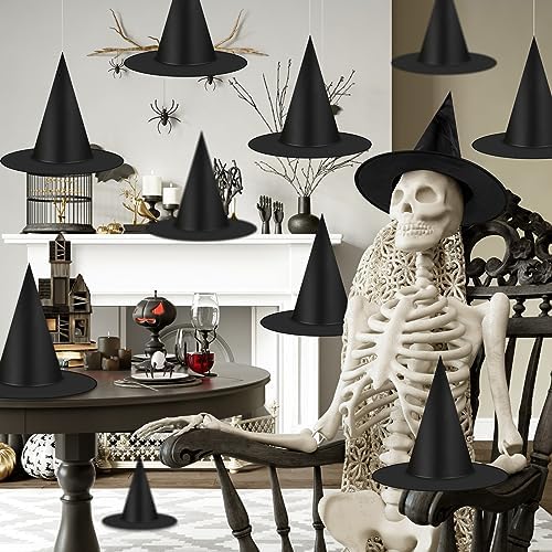 12 Pcs Halloween Decorations Witch Hat, Hanging Floating Witch Hats