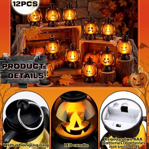 ROCEEI 12 Pcs Halloween Mini Pumpkin Lantern 6" Jack O Lantern