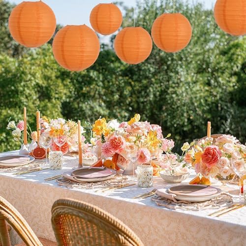 BEISHIDA 12 Inch Orange Paper Lanterns 6Packs Hanging Round Chinese Lantern