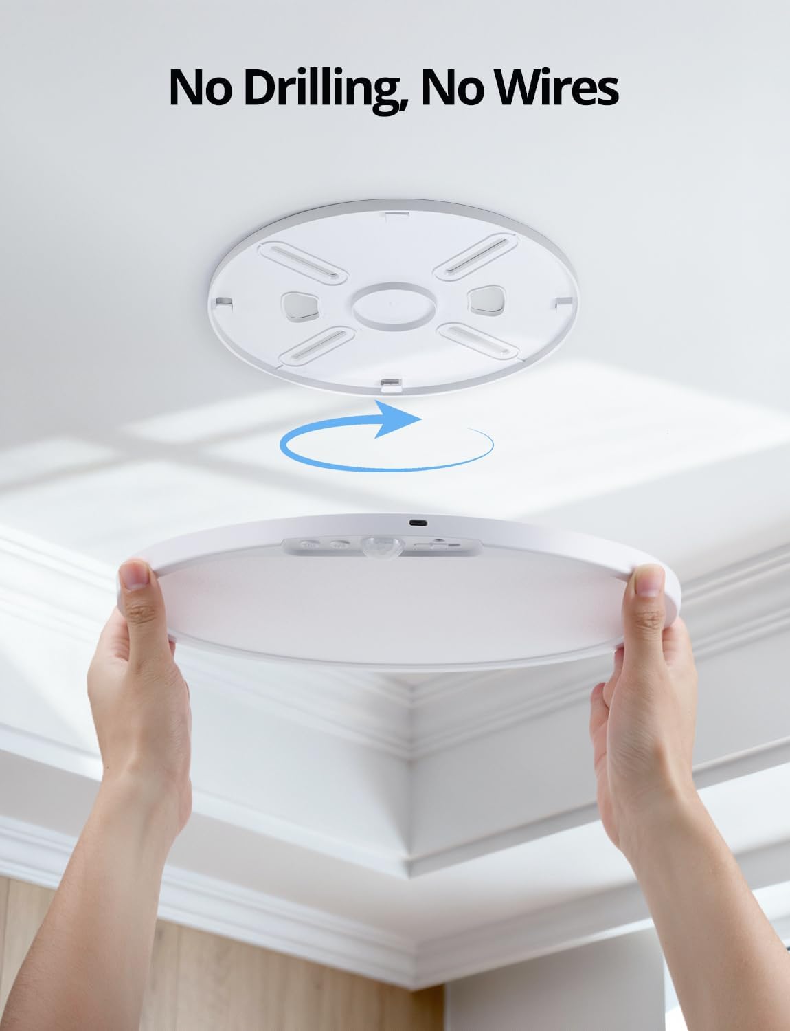 Rechargeable Battery Operated Ceiling Light for Shower Inside Wireless, 80 Day Battery Life Powered 11.8Inch Bright