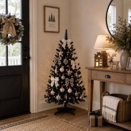 4FT Black Artificial Small Christmas Tree Mini Tabletop Decor