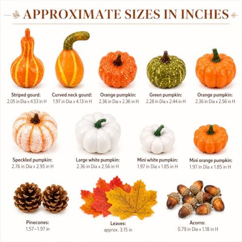 86-Piece Fall Decorations for Home, Artificial Mini Pumpkins and Gourds